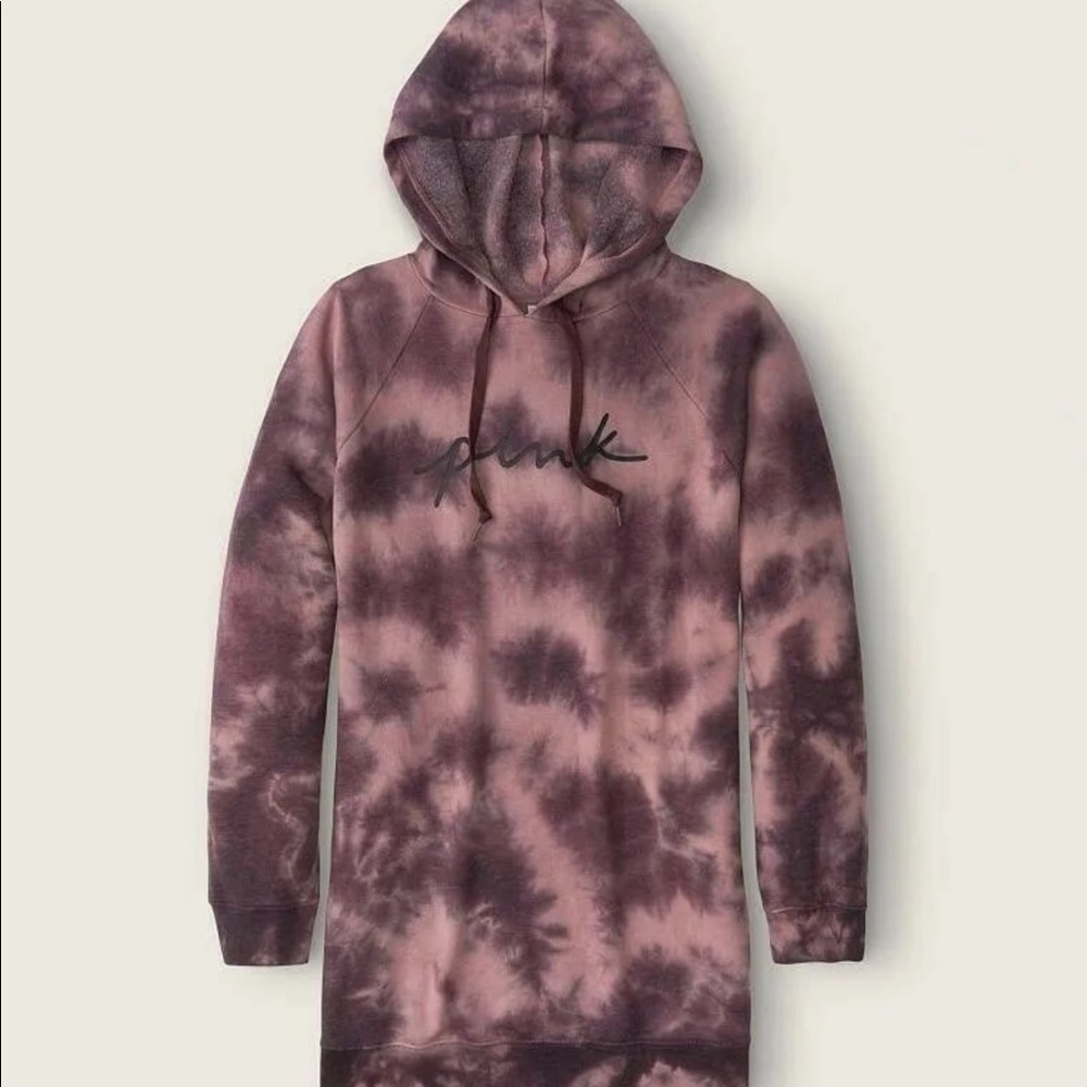 Victoria's Secret Pink Hoodie Tie-dye Dress W/ Pockets - Large